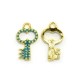 Charm Smaltato Chiave 16 x 9 x 2 mm Blue-Green /Gold - 2 pz